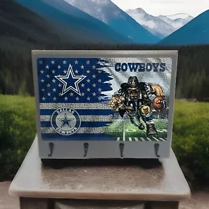 Dallas Cowboys Rustic Distressed Wood Key Holder Man Cave Office wall decor - Picture 1 of 8