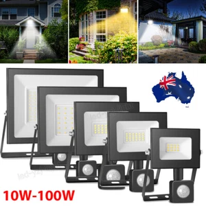 10-100W LED Flood Light PIR Motion Sensor Spotlight Outdoor Garden Security Lamp - Picture 1 of 12
