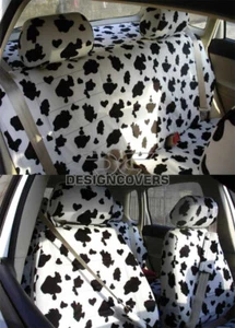 Fundas de asiento de coche delanteras + traseras Custom Fit vaca negro blanco se adapta a VW Beetle 2004-2018 - Imagen 1 de 13
