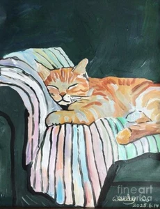 Neues handgefertigtes Gemälde auf 12"*15" Leinwand GREAT DREAMER CAT von Wendy - Bild 1 von 2