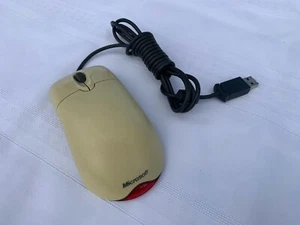 Vintage Microsoft Wheel Mouse Optical USB And PS/2 Compatible X802382-001 Beige - Picture 1 of 7