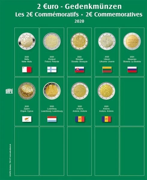 SAFE 7341-27 Münzblatt mit Vordruck für 2 EURO 2020