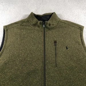 Polo Ralph Lauren Vest Mens 5XB Big Olive Green Fleece Full Zip Jacket Pony Logo - Picture 1 of 14