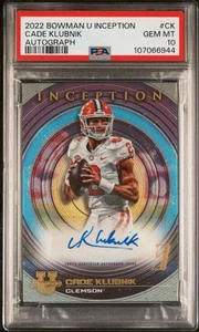 Bowman Inception University Cade Klubnik 2022-23 automático PSA 10 gemas como nuevo - Imagen 1 de 3