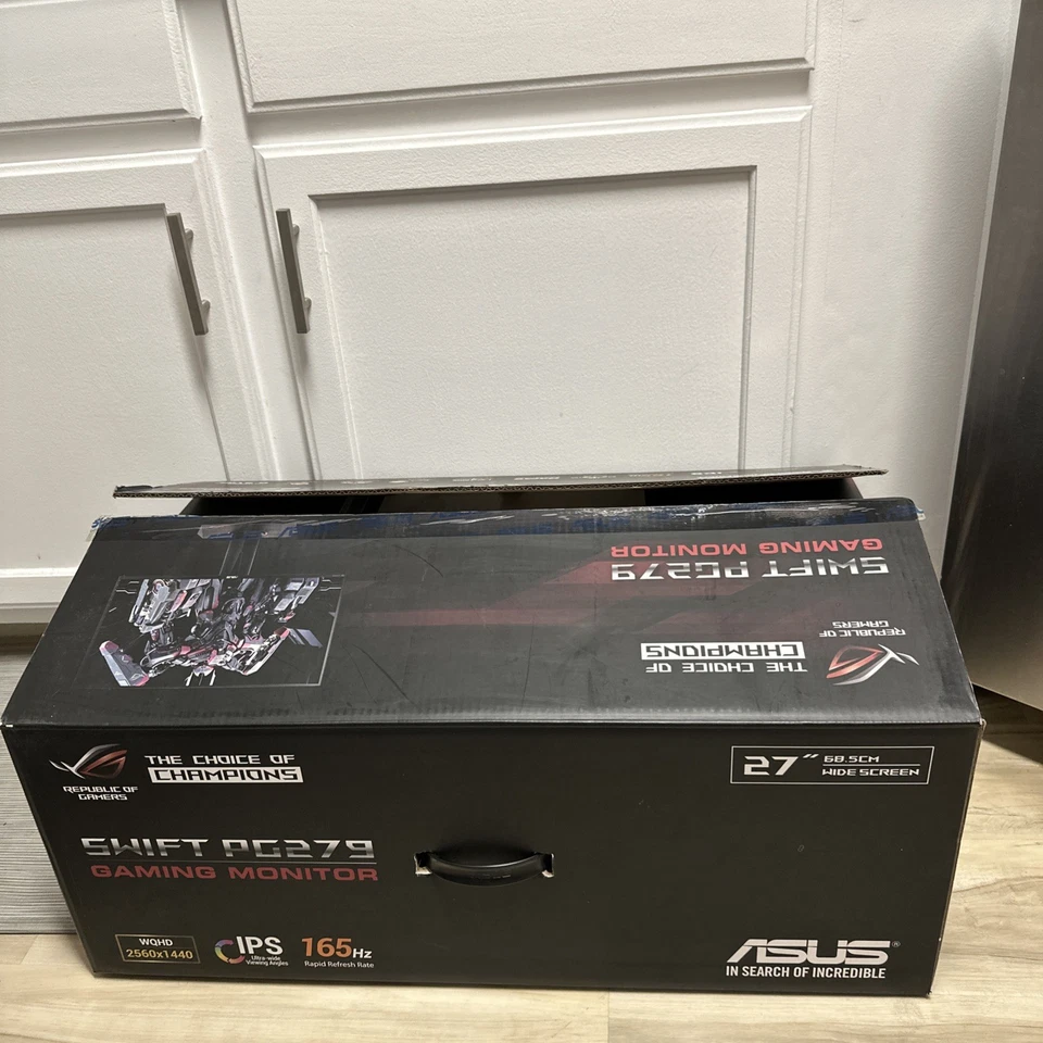 ASUS ROG Swift PG279Q 27 inch, LED Monitor, IPS, 165Hz, G-SYNC, and Original Box - Image 1 of 4