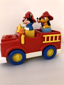 Disney Vintage Mickey Mouse Donald Goofy Pluto Shape Fire Truck Toy 1980's - Picture 1 of 18
