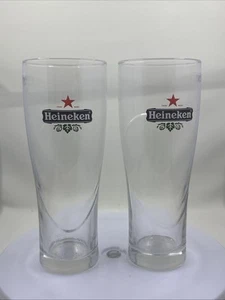 Par de vasos de cerveza grabados Heineken Ellipse vintage incluye ambos 16 oz - Imagen 1 de 6
