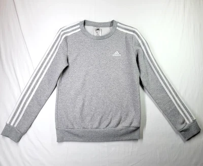 Adidas Sweatshirt Women's XS Gray Long Sleeve Pullover 3 Stripes Wite Stripes - Image 1 of 4