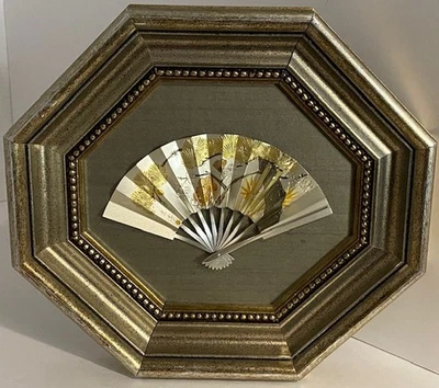 Lin-Art Abanico de Mano Enmarcado Arte de Chokin Japón Guerreros Samurai 11x10 pulgadas 1402-5 Foto 1 de 3