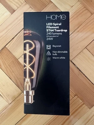 LED spiral Filament ST64 Vintage Teardrop Bulblight 240 Lumens 24w (4w)  *NEW* - Image 1 of 4