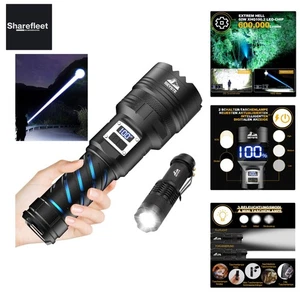 Torcia LED Ricaricabile, Torcia LED Estremamente Luminosa 600000 Lumen, Tattica... - Foto 1 di 10