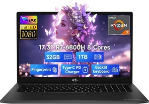 NIMO 17.3 IPS FHD Gaming Laptop 8 Cores AMD Ryzen 7 6800H 32GB DDR5 RAM 1TB SSD - Picture 1 of 7