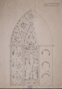 Johann Schmid Entwurf Fenster Mayer'sche Hofkunstanstalt Unikat Zeichnung um 190 - Picture 1 of 2
