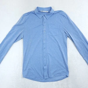 Travis Mathew Button Up Shirt Mens Size Medium Long Sleeve Blue Cotton Blend - Picture 1 of 5