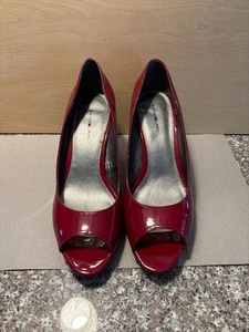 Bandolino Peep Toe Red Patient Leather Women's Shoes Size 11 - Picture 1 of 7