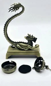 Bruciatore di Incenso Drago, Decorazione Zen Feng Shui in Metallo - Foto 1 di 7