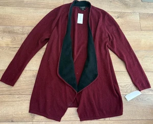 Cardigan Cashmere Charter Club Lusso Rosso Scuro 100% Cashmere Aperto Frontale Taglia M - Foto 1 di 4