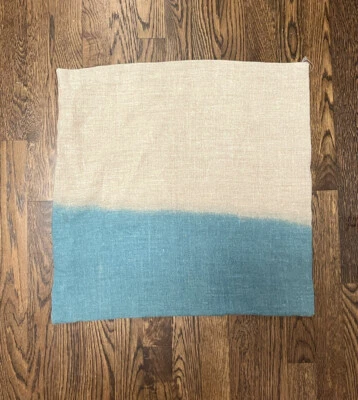 Surya Turquoise Blue & Flax Multicolored Linen Pillow Cover Cushion 20” NEW! - Image 1 of 4