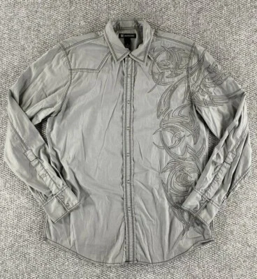 Inc International Concepts Mens Shirt With Snaps Long Sleeve Grey Size Medium - Image 1 of 4