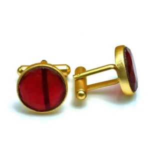 Garnet Gemstone Handmade Man"s Copper Plated Cufflinks Jewelry CF 1014 - Picture 1 of 1
