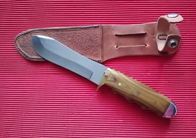 Jagdmesser Fahrtenmesser beidhändig Lederscheide Linkshänder  Essigbaum Holz - Bild 1 von 4