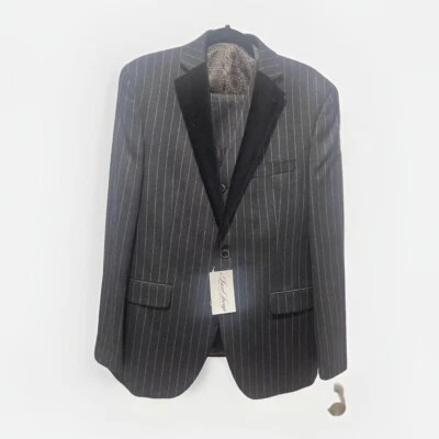 Traje de Hombre Tallia Gris Rayas Lana Talla 40R Chaqueta 33X30 Pantalones Nuevo 3 Piezas Foto 1 de 4