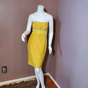 NWT PLENTY Tracy Reese yellow silk linen strapless dress size 0 - Picture 1 of 5