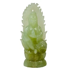 Chinese Jade Guanyin Figure h19cm x w8cm Circa 1930s - Picture 1 of 14