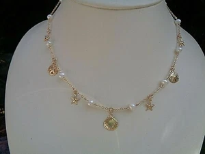 Cadena de oro 14K perlas rellenas de oro océano estilo mendicidad - Imagen 1 de 4