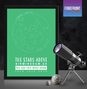 Personalised NEW BORN star map perfect gift for birthday/BABY/CHRISTENING - Picture 1 of 5