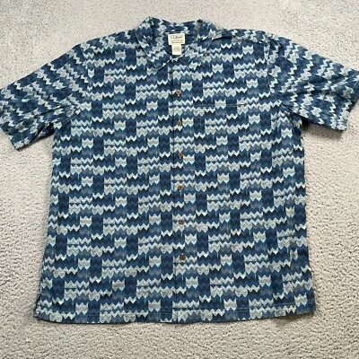 LL Bean Shirt Men's XL Geometric Print Traditional Fit Flamestitch Casual Cotton - Image 1 of 4