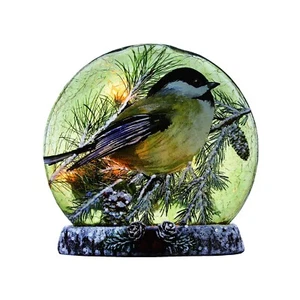 Stony Creek Decorative Glass Light Whispering Pine Chickadee 7" Saucer WCH73 - Picture 1 of 9