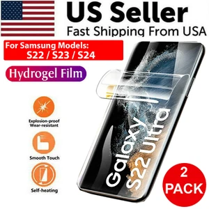 2PCS HYDROGEL Screen Protector For Samsung Galaxy S24 S23 S22 Ultra Plus Cover - Picture 1 of 12