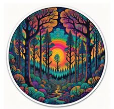 Psychedelic Forest And Sunset Die-Cut Sticker Sacred Geometry