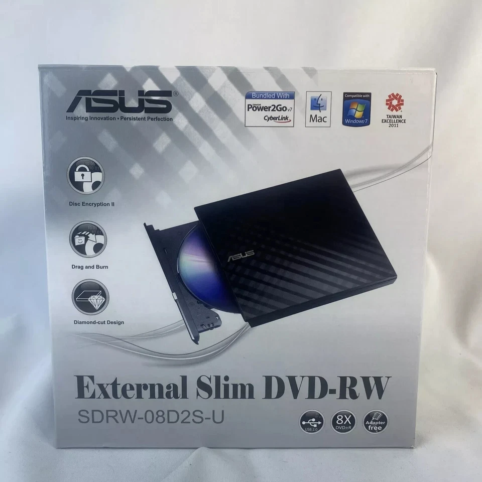 ASUS External Slim DVD-RW Drive SDRW-08D2S-U - Image 1 of 1