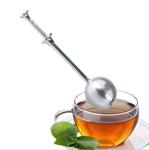 Colador de té, filtro de té de acero inoxidable, filtro infusor de té con  mango para oficina, hogar, uso al aire libre (plateado)
