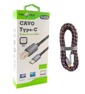Cavo USB tipo TYPE C a interfaccia TYPE B MIDI 3 METRI Art. TO-US221L - Foto 1 di 1