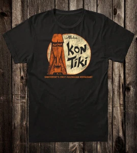 Retro Tiki Art Tee T Shirt Cotton Bar Mug Restaurant Kon Tiki Shreveport LA - Picture 1 of 9