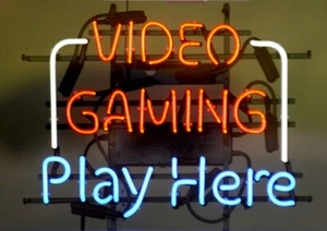 Video Gaming Play Here Neon Sign Light Lamp Workshop Cave Decor Collection 24x20 - Bild 1 von 1