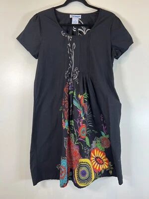 Vestido The Paragon Negro Colorido Floral Algodón M Foto 1 de 4