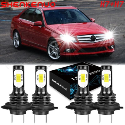 For Mercedes-Benz C250 C300 C350 - 4PC Combo Headlight High & Low Beam LED Bulbs - Image 1 of 4