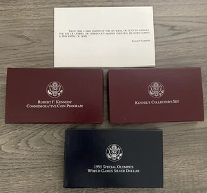 1998 RFKennedy Silver Dollar & 50c set+RFK Silv. Proof coin+EK Silv. Proof coin - Picture 1 of 7