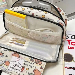 Large Capacity Pen Bag Cartoon Print Stationery Storage Pouch Student Gift - Imagen 1 de 5
