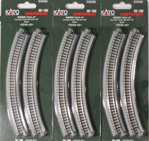 Kato N Scale 20-100 R249-45 Curved Track R9 3/4'' 4 Pieces Per Pack Lot of 3 - Picture 1 of 1