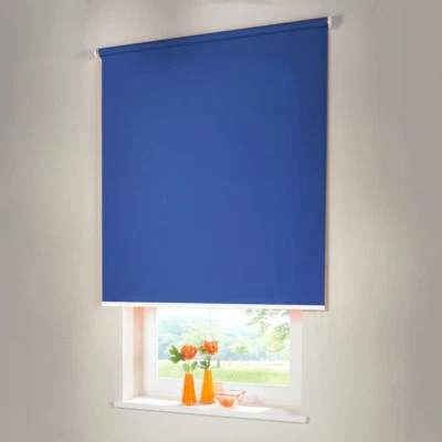 Verdunkelungsrollo Mittelzugrollo Springrollo Rollo - Höhe 120 cm mittelblau - Bild 1 von 3