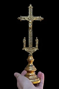 ⭐ antique religious cross ,crucifix bronze, ⭐ - Picture 1 of 9