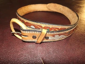 Vtg Made in Mexico Leather Belt Sz 40 Brown Braided Embossed Leather  - Picture 1 of 5