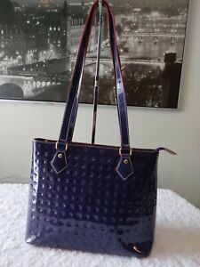 Details about   NWOT ARCADIA Blue Patent Leather Italian Handbag Shoulder Bag crossbody