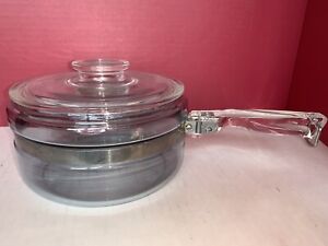 Vintage Pyrex Glass Flameware Sauce Pan Pot W/  Lid-6323B 1.5 Quart