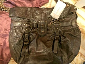 NWT ABACO Paris JAVA Beautiful Lambskin Leather Bag Dark Brown Silk Bag Included - Picture 1 of 5